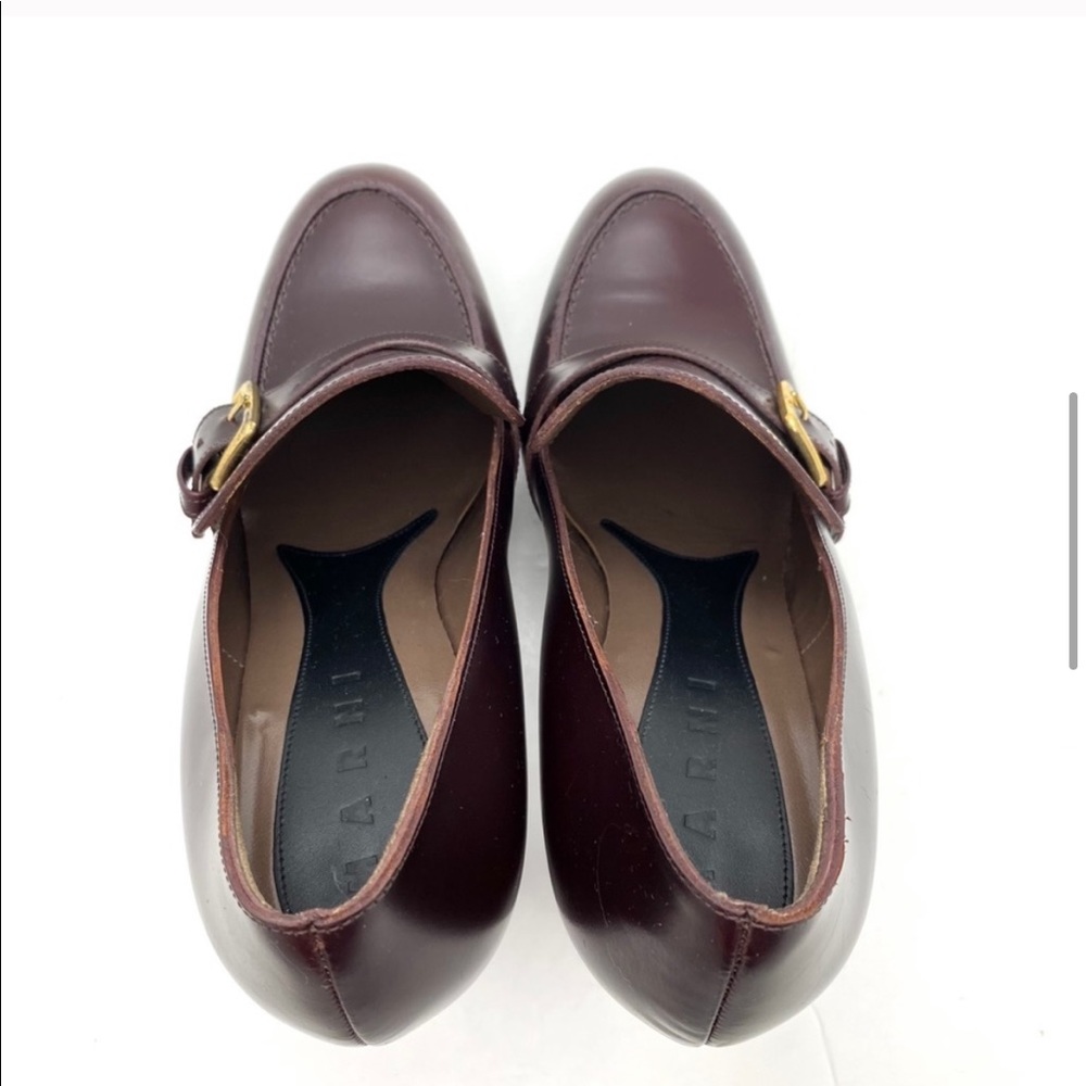 Marni Platform Pumps Burgundy w/ Gold Buckle - Picture 7 of 12